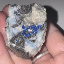 Load image into Gallery viewer, 91g Rare Blue Linarite on cerussite, with leadhillite Lapidary Rough Gemstone