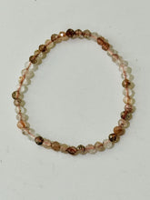 Load image into Gallery viewer, Natural Red Copper Rutilated Quartz 4mm Faceted 7.5" Stretch GemStone Bracelet