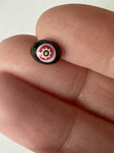 Load image into Gallery viewer, 12 Vintage Czech Glass Oval Cabochons 8x6mm Black Millefiori Flower 