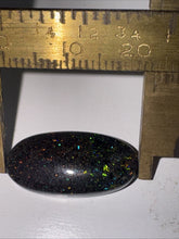 Load image into Gallery viewer, 10ct Australian Andamooka Black Matrix Rainbow Opal Gemstone Cabochon 22x12mm