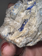 Load image into Gallery viewer, 152g Rare Blue Linarite on cerussite, with leadhillite Lapidary Rough Gemstone