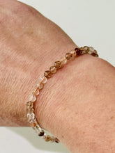 Load image into Gallery viewer, Natural Red Copper Rutilated Quartz 4mm Faceted 7.5" Stretch GemStone Bracelet