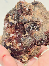 Load image into Gallery viewer, 288g Natural Red Garnet Crystal Cluster Display Specimen on Matrix W/ Calcite