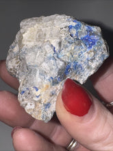 Load image into Gallery viewer, 101g Rare Blue Linarite on cerussite, with leadhillite Lapidary Rough Gemstone