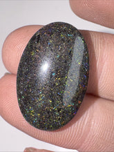 Load image into Gallery viewer, 13ct Australian Andamooka Black Matrix Rainbow Opal Gemstone Cabochon 15x23mm