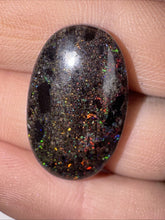 Load image into Gallery viewer, 17ct Australian Andamooka Black Matrix Rainbow Opal Gemstone Cabochon 25x15mm