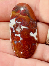 Load image into Gallery viewer, 29ct Red Plume Moss Agate Oval Gemstone Cabochon 20x40mm Old Stock Lapidary