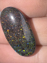 Load image into Gallery viewer, 10ct Australian Andamooka Black Matrix Rainbow Opal Gemstone Cabochon 22x12mm