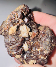 Load image into Gallery viewer, 288g Natural Red Garnet Crystal Cluster Display Specimen on Matrix W/ Calcite