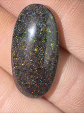 Load image into Gallery viewer, 10ct Australian Andamooka Black Matrix Rainbow Opal Gemstone Cabochon 22x12mm