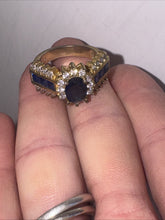 Load image into Gallery viewer, Vintage ADL 14k Yellow Gold Blue Sapphire Cocktail Statement Ring 5.1g Size 7