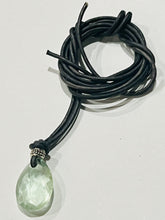 Load image into Gallery viewer, Sterling silver .925 Green Fluorite GemStone on Genuine Leather cord Necklace
