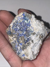 Load image into Gallery viewer, 101g Rare Blue Linarite on cerussite, with leadhillite Lapidary Rough Gemstone