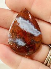 Load image into Gallery viewer, 50ct Red Moss Plume Agate Druzy Gemstonee Cabochon 30x35mm Lapidary old stock