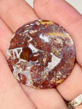 Load image into Gallery viewer, 37ct Red Moss Plume Agate Round Gemstone Cabochon 30mm Old Stock Lapidary