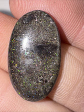 Load image into Gallery viewer, 8ct Australian Andamooka Black Matrix Rainbow Opal Gemstone Cabochon 22x13