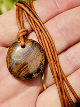 Load image into Gallery viewer, Handcrafted Australian Boulder Koroit Opal Genuine Leather Cord Necklace W/Flash