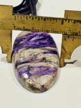 Load image into Gallery viewer, Natural Purple Charoite Gemstone 27x45mm Necklace Genuine Leather Cord 44” Long