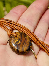 Load image into Gallery viewer, Handcrafted Australian Boulder Koroit Opal Genuine Leather Cord Necklace W/Flash