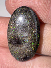 Load image into Gallery viewer, 8ct Australian Andamooka Black Matrix Rainbow Opal Gemstone Cabochon 22x13
