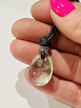 Load image into Gallery viewer, Sterling silver .925 Green Fluorite GemStone on Genuine Leather cord Necklace