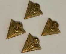Load image into Gallery viewer, 4 Brass Triangle Tribal Pendants W/ 6mm Cabochon Setting 36mm X 33mm Hole @ Top