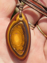 Load image into Gallery viewer, Handcrafted Australian Boulder Koroit Opal Genuine Leather Cord Necklace W/Flash