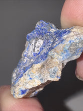 Load image into Gallery viewer, 26g Rare Blue Linarite on cerussite, with leadhillite Lapidary Rough Gemstone