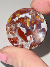 Load image into Gallery viewer, 37ct Red Moss Plume Agate Round Gemstone Cabochon 30mm Old Stock Lapidary
