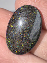 Load image into Gallery viewer, 13ct Australian Andamooka Black Matrix Rainbow Opal Gemstone Cabochon 15x23mm
