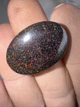 Load image into Gallery viewer, 13ct Australian Andamooka Black Matrix Rainbow Opal Gemstone Cabochon 23x15mm