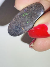Load image into Gallery viewer, 6.4ct Australian Andamooka Black Matrix Rainbow Opal Gemstone Cabochon Flash