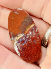 Load image into Gallery viewer, 29ct Red Plume Moss Agate Oval Gemstone Cabochon 20x40mm Old Stock Lapidary