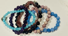 Load image into Gallery viewer, 6 Piece Lot Of Natural Different Crystal Healing Stretch Gemstone Bracelets