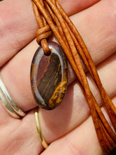 Load image into Gallery viewer, Handcrafted Australian Boulder Koroit Opal Genuine Leather Cord Necklace W/Flash