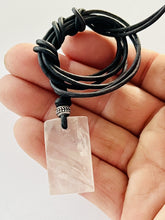 Load image into Gallery viewer, Sterling silver .925 Rose Quartz GemStone Necklace on Genuine Leather cord