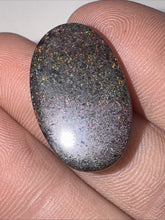 Load image into Gallery viewer, 11ct Australian Andamooka Black Matrix Rainbow Opal Gemstone Cabochon 22x14